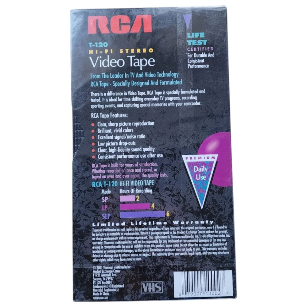 New RCA T-120 Blank VHS VCR Tape 6 Hour Video Tape Sealed Original Packaging